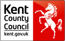 Logo of Kent County Council, red background to the right with a white horse.