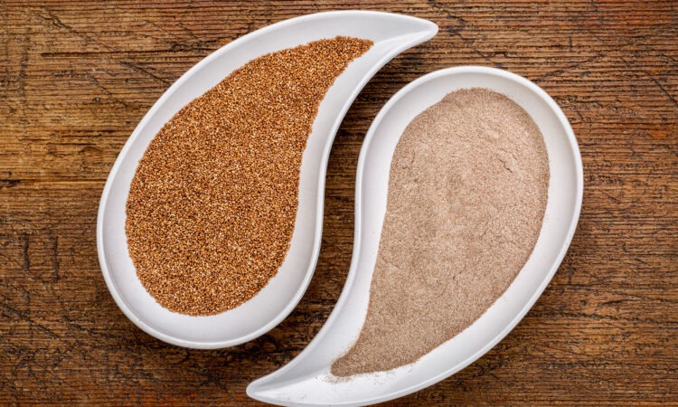 A close up of natural grain in two bowls