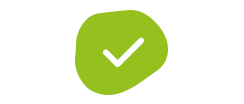 A bright green bubble with a white tick mark.